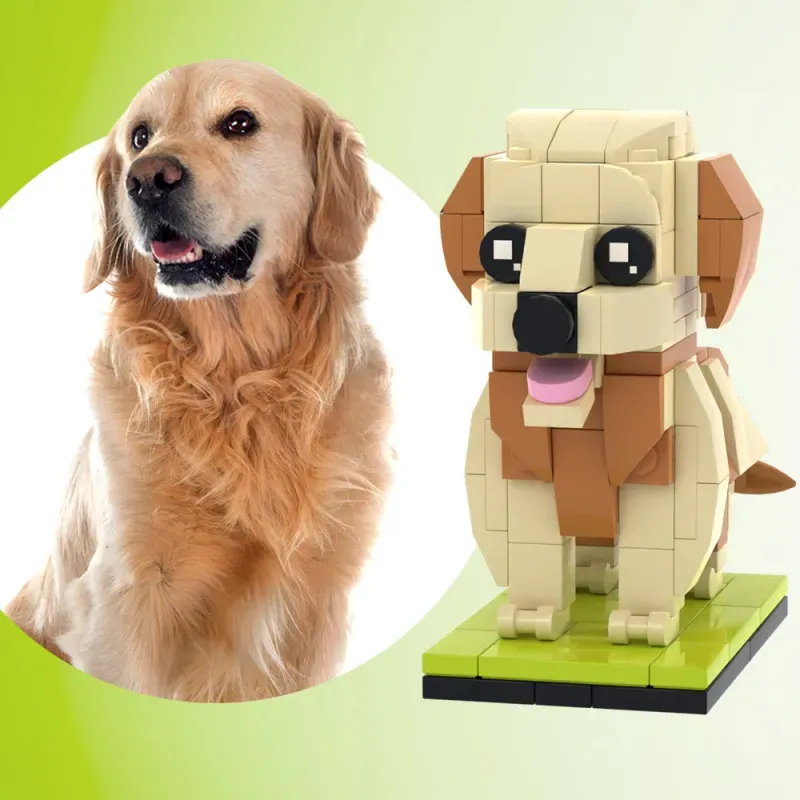 Fully Body Custom Dog Brick Figures, Photo Custom Brick Figures Small Particle Block Brick