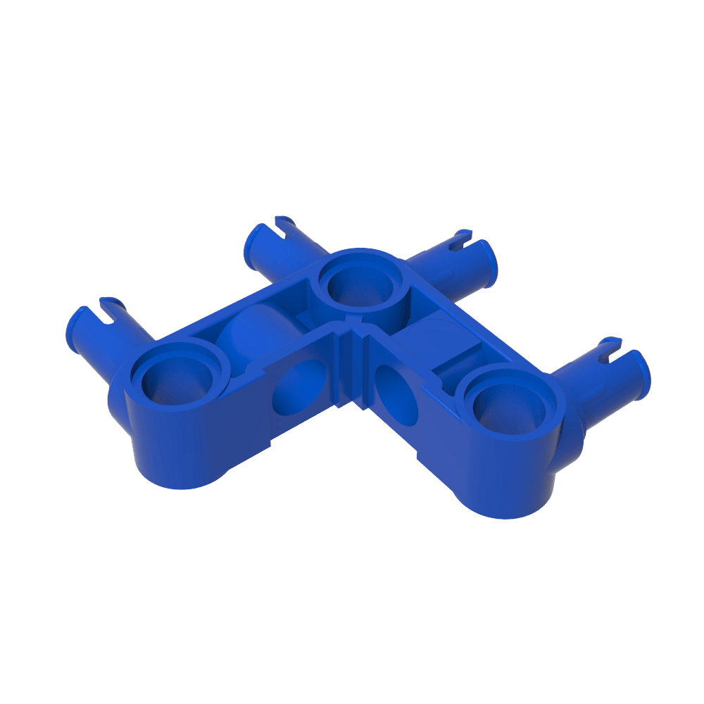 Technic Pin Connector Hub Perpendicular 3 x 3 Bent with 4 Pins (Pin Ridges Across Part)