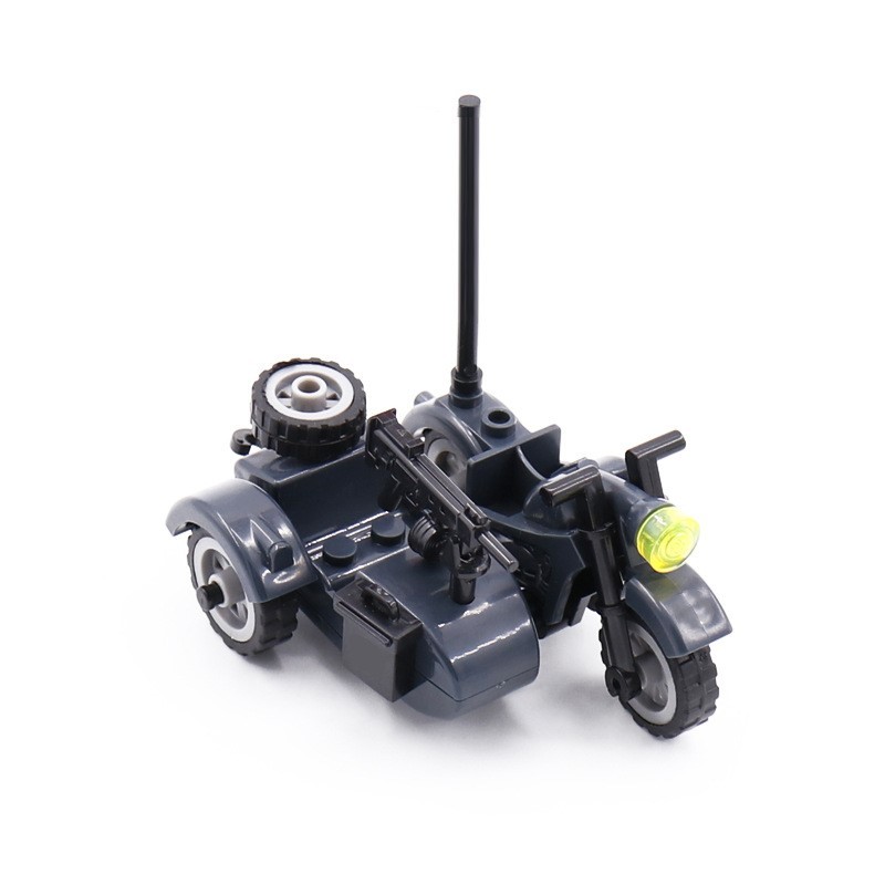 Military-themed three-wheeled motorcycles, multi-colored three-wheeled motorcycle series, compatible with building block accessories.