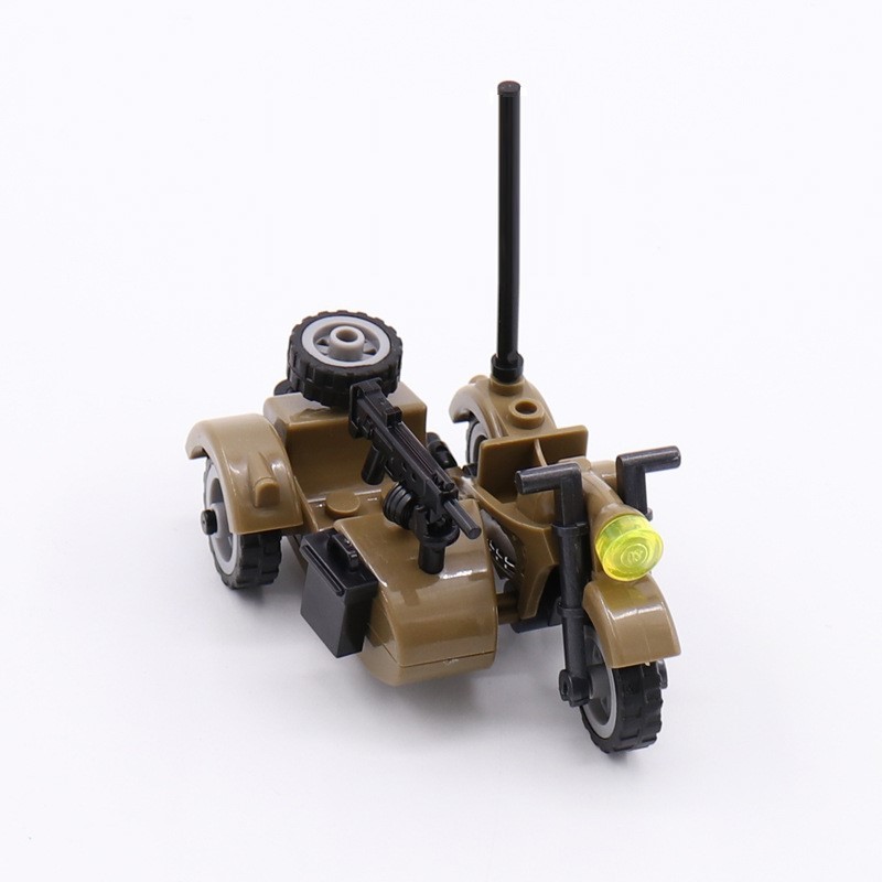Military-themed three-wheeled motorcycles, multi-colored three-wheeled motorcycle series, compatible with building block accessories.