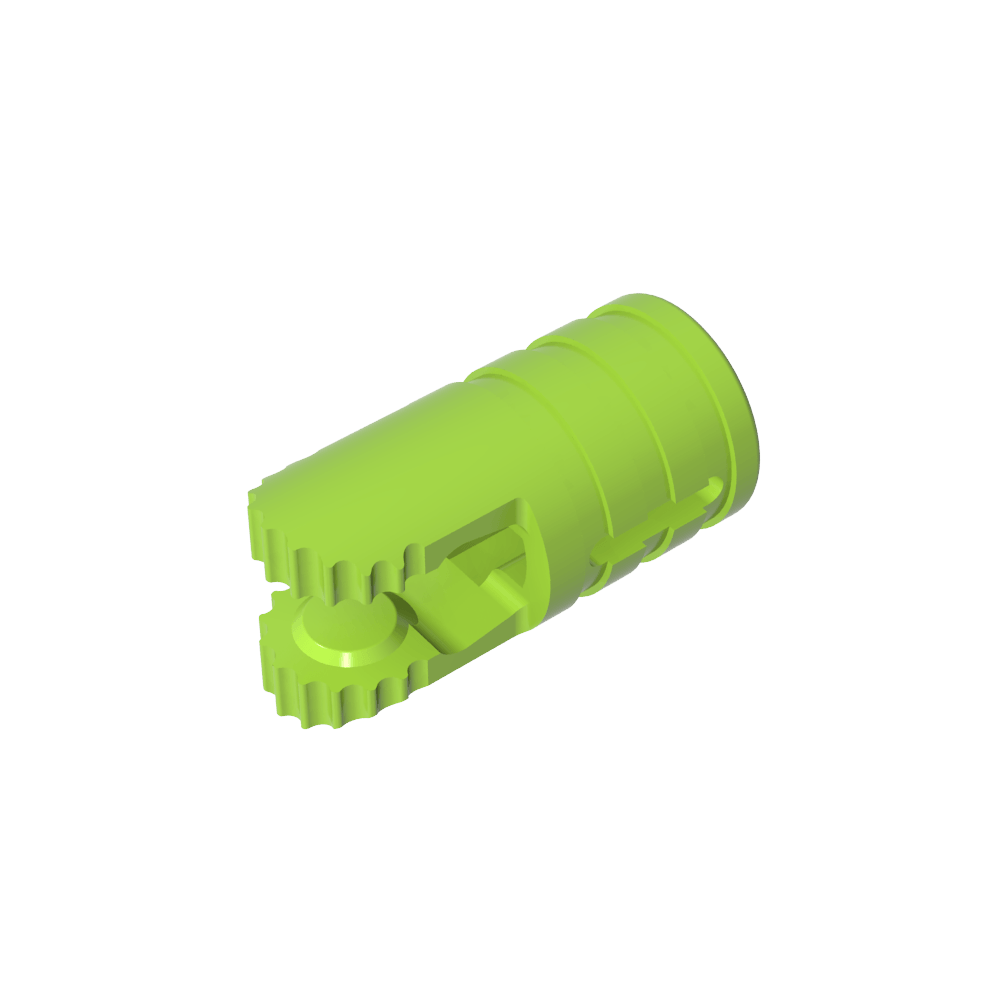 Hinge Cylinder 1 x 2 Locking with 2 Click Fingers and Axle Hole, 9 Teeth