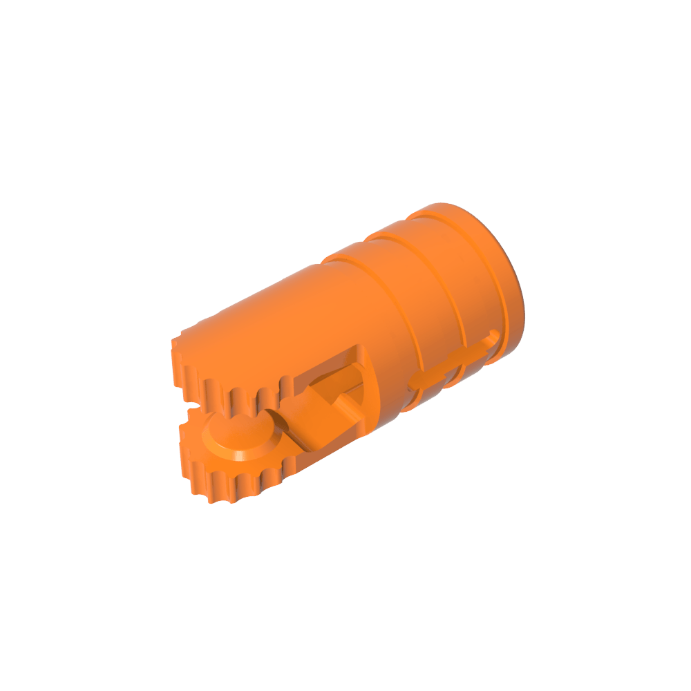 Hinge Cylinder 1 x 2 Locking with 2 Click Fingers and Axle Hole, 9 Teeth