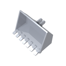 Construction Vehicle Bucket 7 Teeth 3 x 6 with Locking 2 Finger Hinge