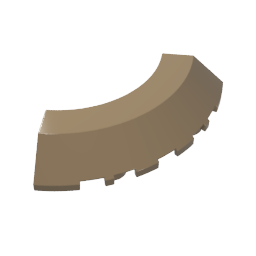 Brick Round Corner 5 x 5 x 1 with Bottom Cut Outs [No Studs Flat Top][1/4 Arch]