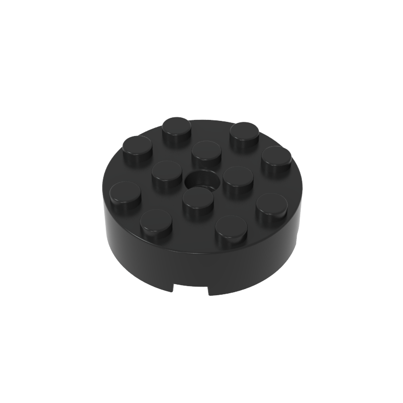4x4 cylindrical brick with shaft hole