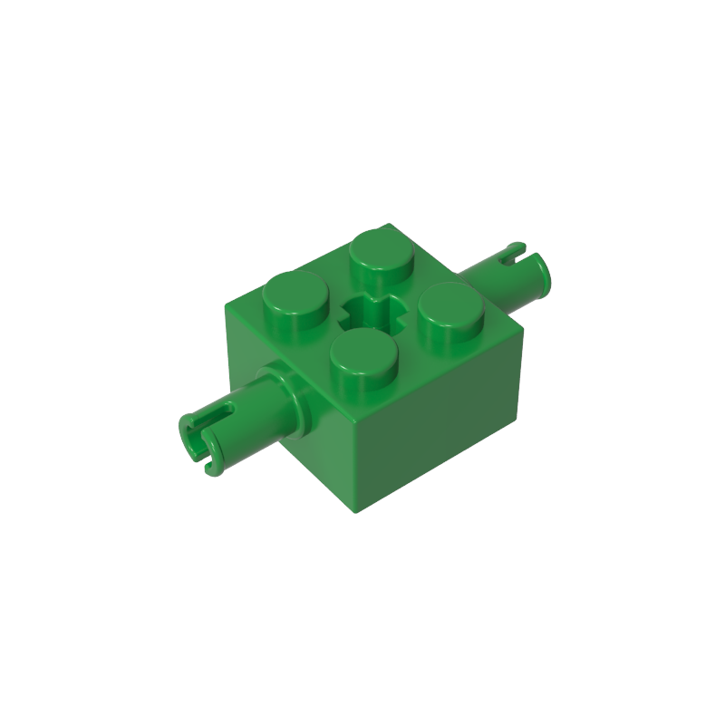 2x2 Brick With Bolts On Both Sides And Axle Hole In The Middle