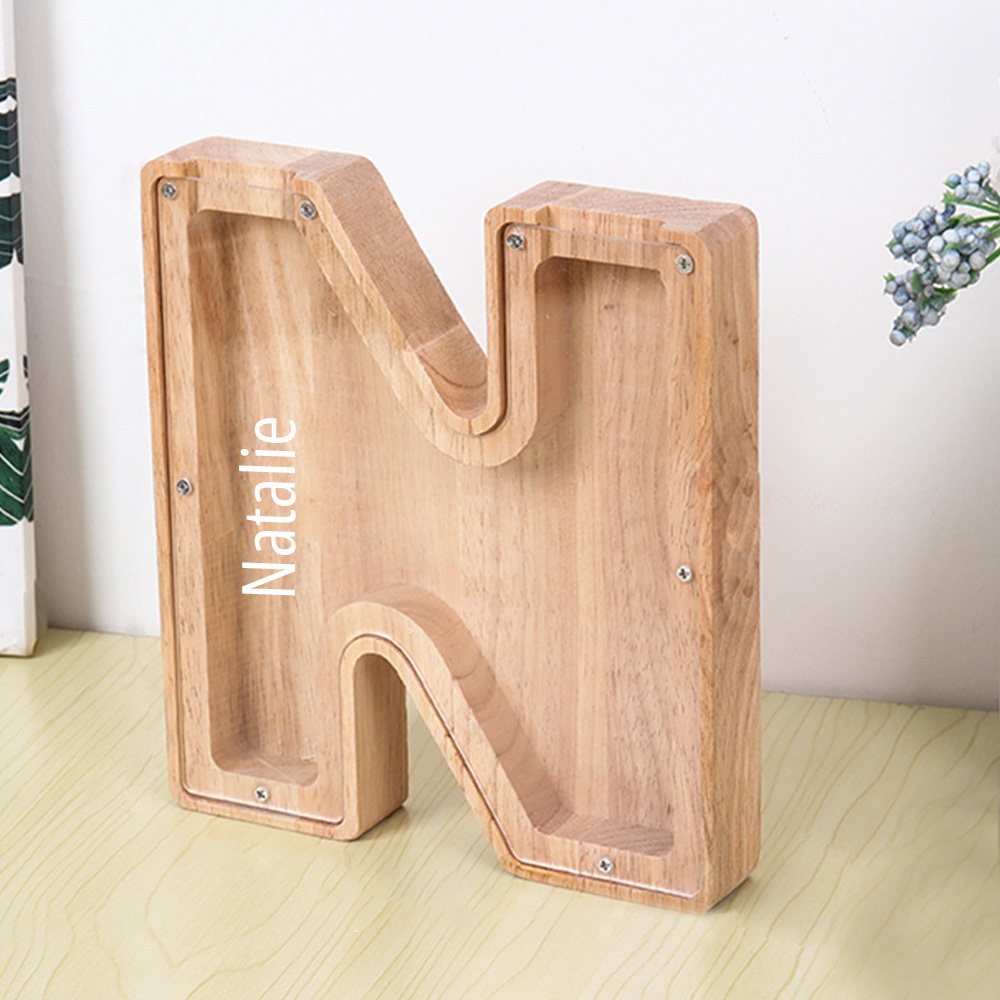Personalized Letter Money Box + Craft Storage – Wood & Acrylic Dual-Design