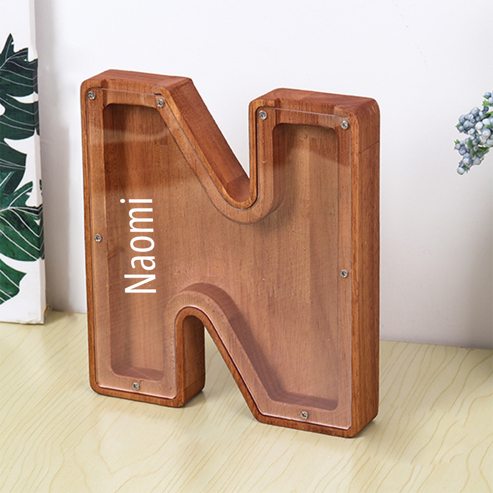 Personalized Letter Money Box + Craft Storage – Wood & Acrylic Dual-Design