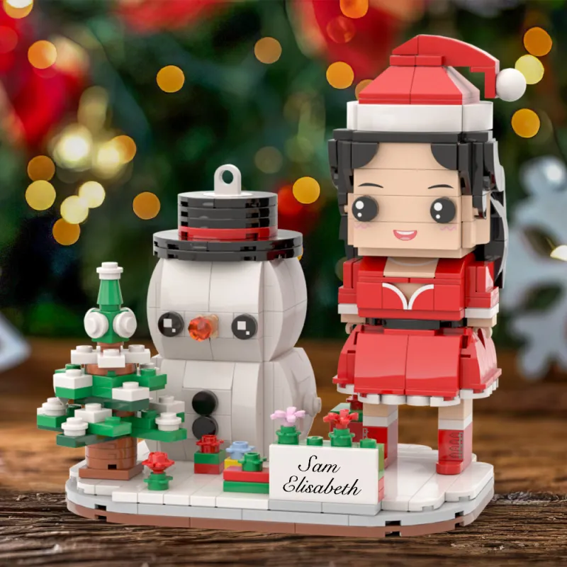 Funny DIY Christmas Gfits, Personalized DIY Brick Figures with Christmas Base and Soowman
