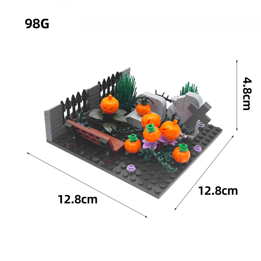Halloween Decoration Building Bocks, Ghost and Death God Cemetery Street Scene, MOC Scene Ornaments