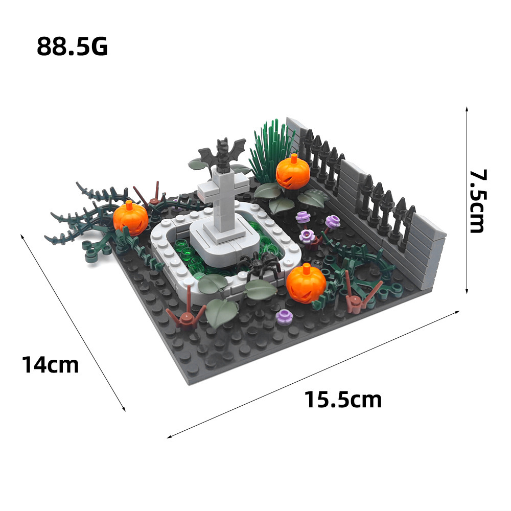 Halloween Decoration Building Bocks, Ghost and Death God Cemetery Street Scene, MOC Scene Ornaments