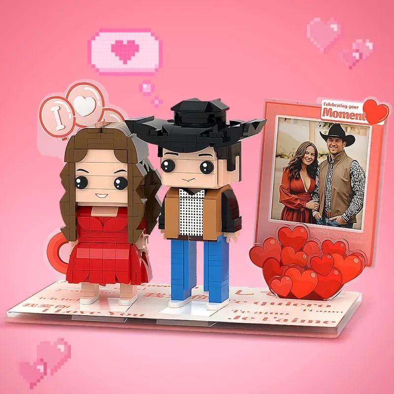 Custom Couple Photo Brick Figures, Personalized Small Block DIY Building Toys, Unique Valentine's Day Gift