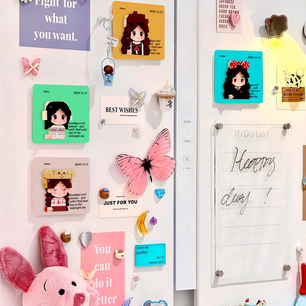 Custom Bricks Fridge Magnet, Custom Photo&Text Postcard Magnets, Unique Birthday, Valentine's, Mother's Day Gifts