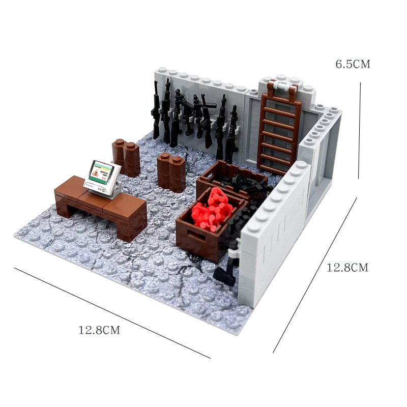 MOC Military Base Scene, Sentry Post and Shooting Range Set, DIY Assembled Small Particle Building Block Scene