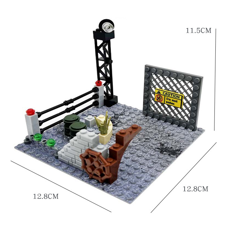 MOC Military Base Scene, Sentry Post and Shooting Range Set, DIY Assembled Small Particle Building Block Scene