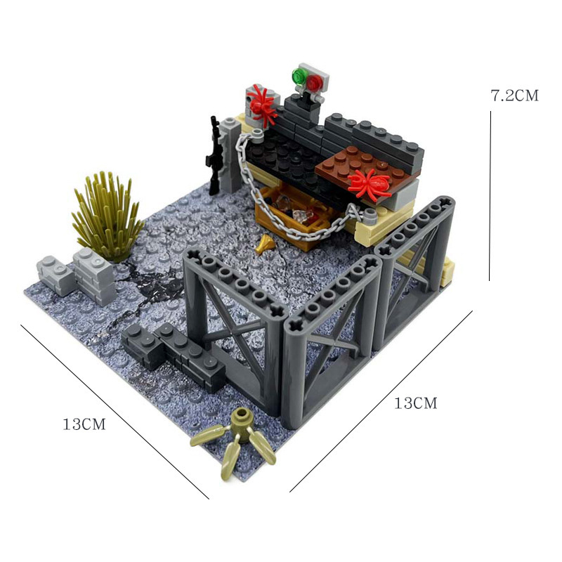 MOC Military Base Scene, Sentry Post and Shooting Range Set, DIY Assembled Small Particle Building Block Scene