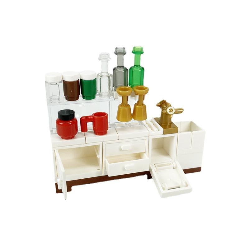 Creative Tableware And Appliance Building Block Set, Cabinet Decoration MOC