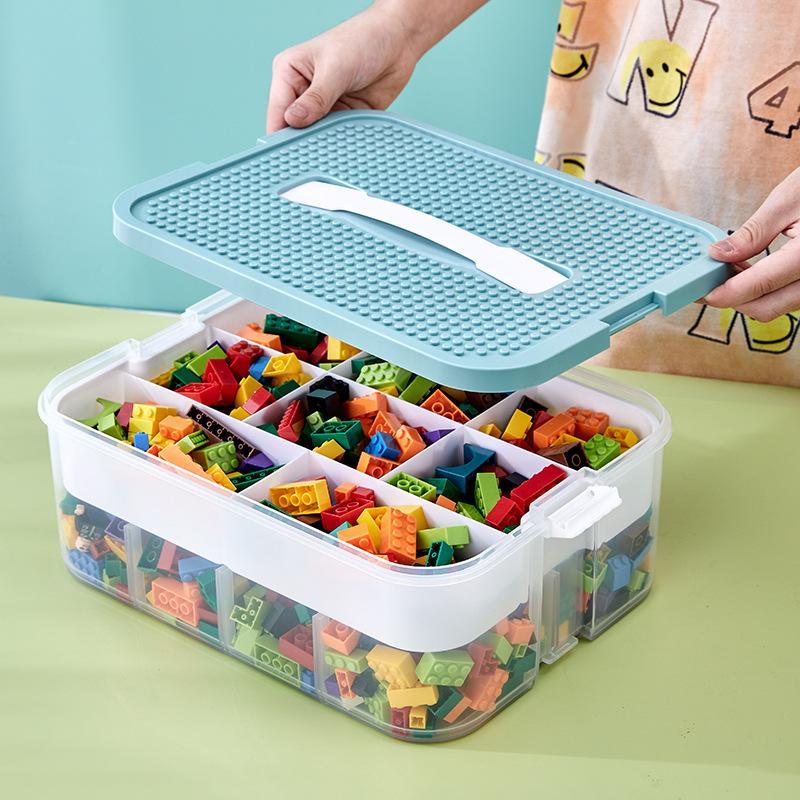 Multi-Compartment Sorting Box for Building Blocks, Parts Classification Storage Box