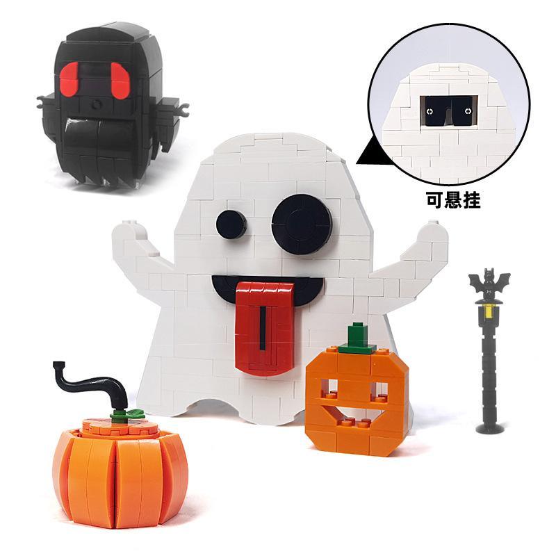 Halloween Ghosts, Pumpkin Building Blocks, MOC Ghost Decorations