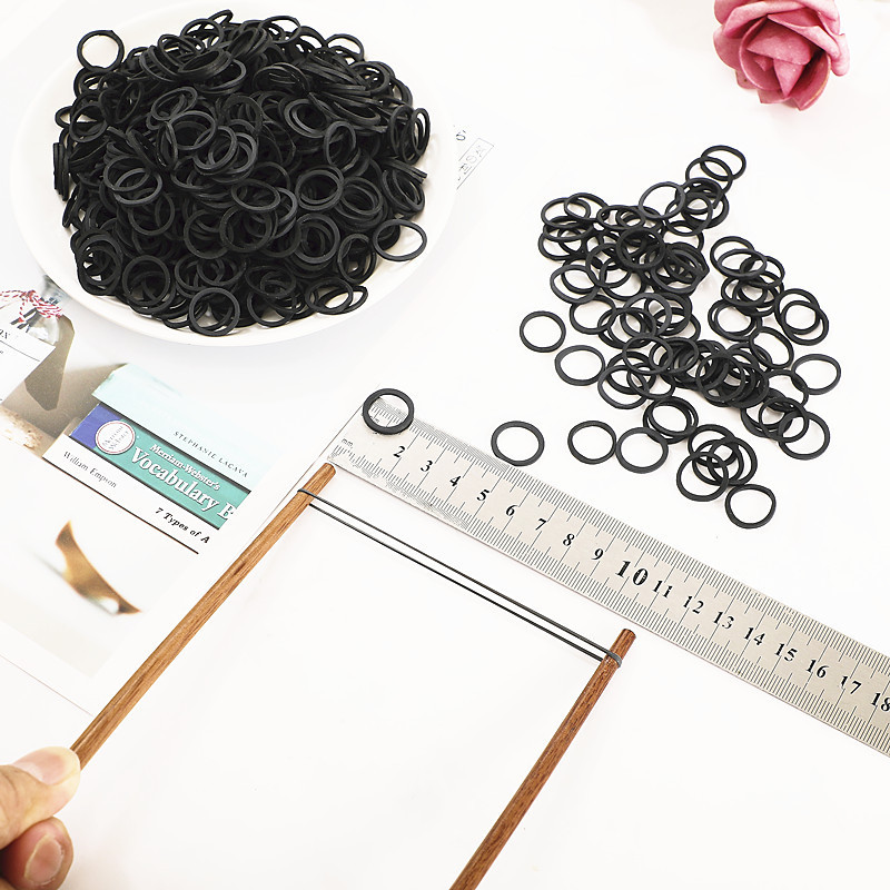 DIY Black Rubber Bands, MOC Special Rubber Rings - 10 pcs