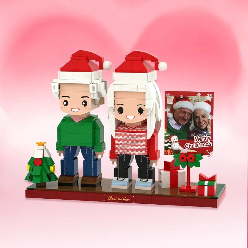 Personalized Full Body 2 People Bricks Figures, Custom Bricks Figures for Christmas