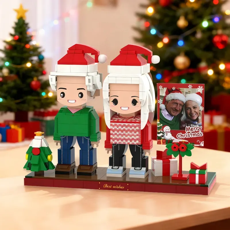 Personalized Full Body 2 People Bricks Figures, Custom Bricks Figures for Christmas
