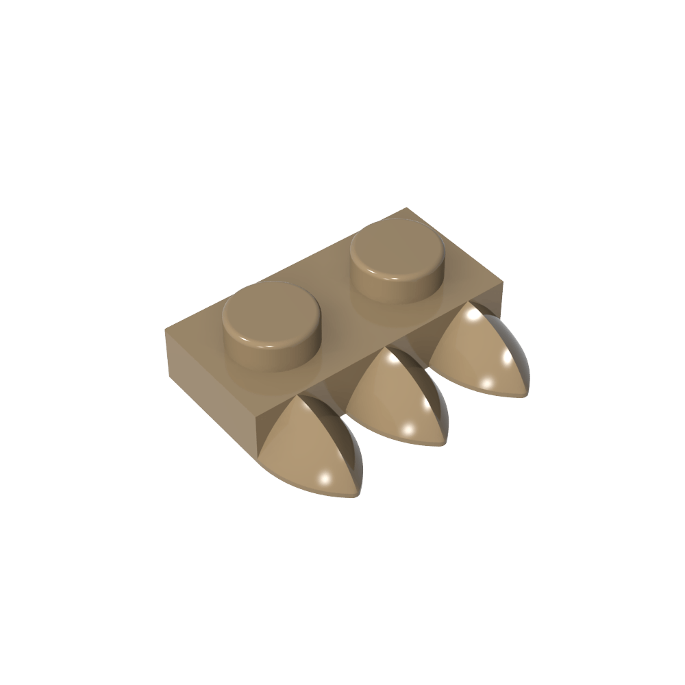 Plate Special 1 x 2 with Three Teeth [Tri-Tooth]-MyGobricks