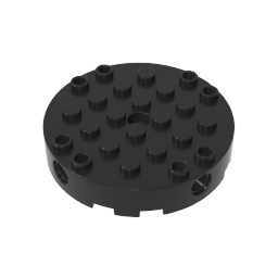 Brick Round 6 x 6 with 4 Side Pin Holes and Center Hole