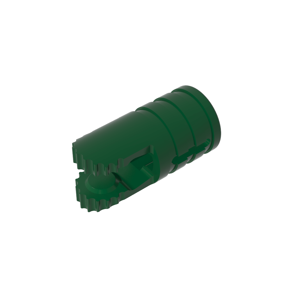 Hinge Cylinder 1 x 2 Locking with 2 Click Fingers and Axle Hole, 9 Teeth