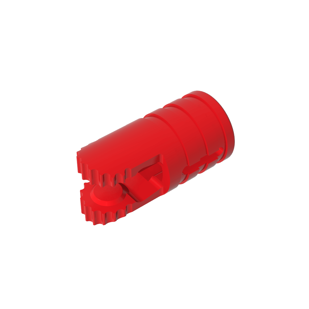 Hinge Cylinder 1 x 2 Locking with 2 Click Fingers and Axle Hole, 9 Teeth