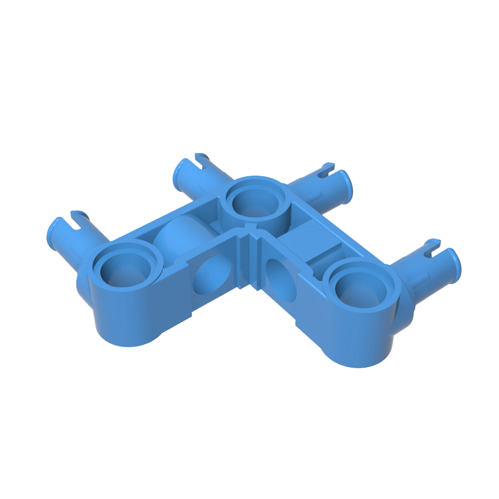 Technic Pin Connector Hub Perpendicular 3 x 3 Bent with 4 Pins (Pin Ridges Across Part)