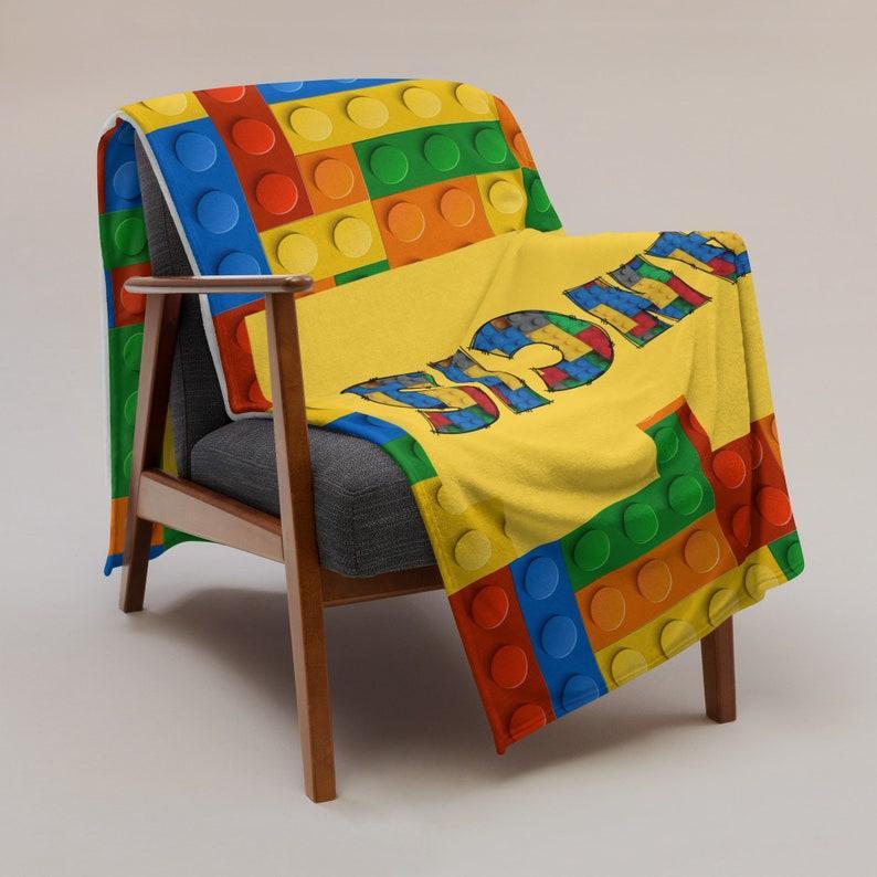 Custom Name Building Block Throw Blanket, Personalized Bricks Parts Blanket Couch Throw Decorative
