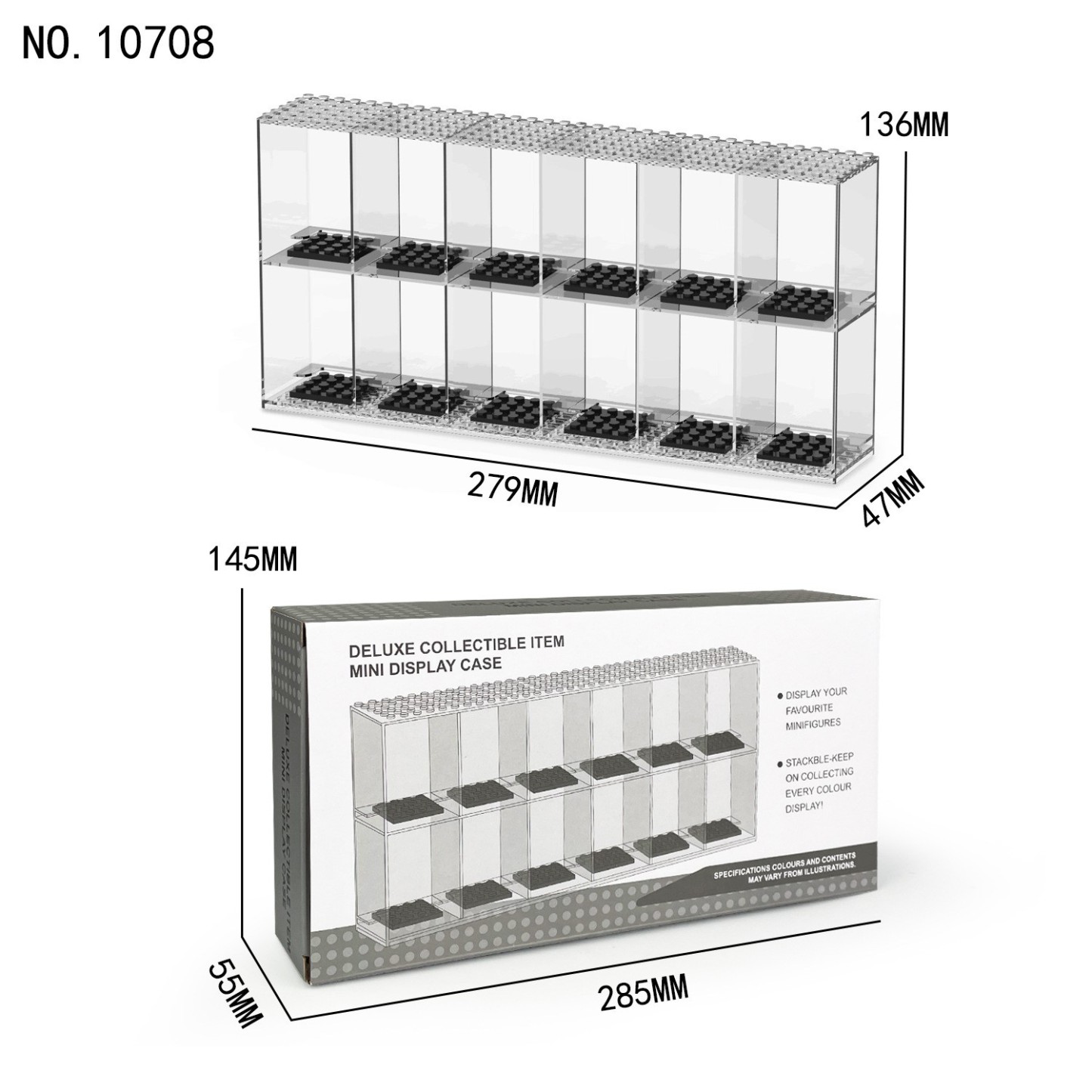 Acrylic Stepped Display Stand, Acrylic Bricks Figures Display Box