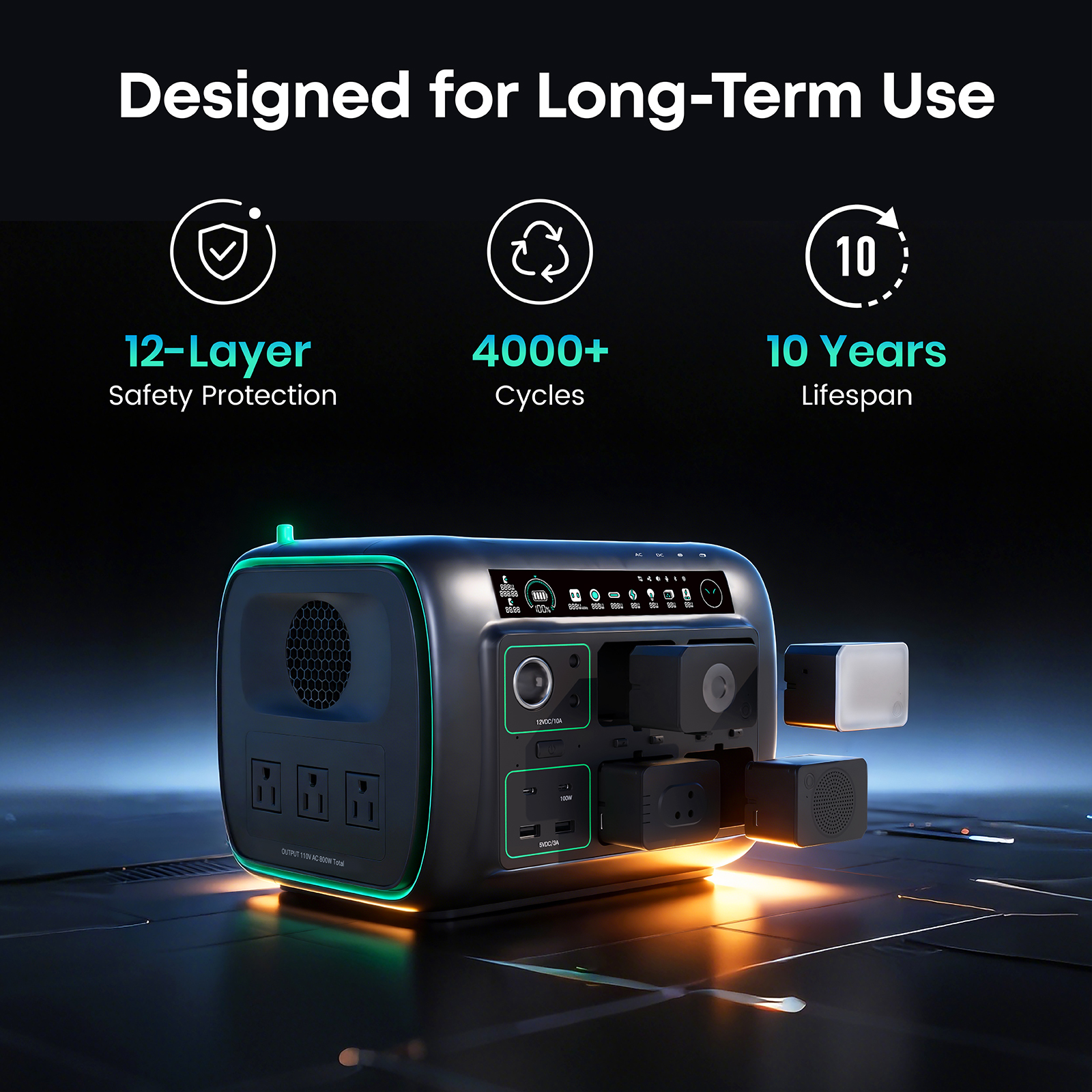 Njoynook Portable Power Station 800W Output 512WH