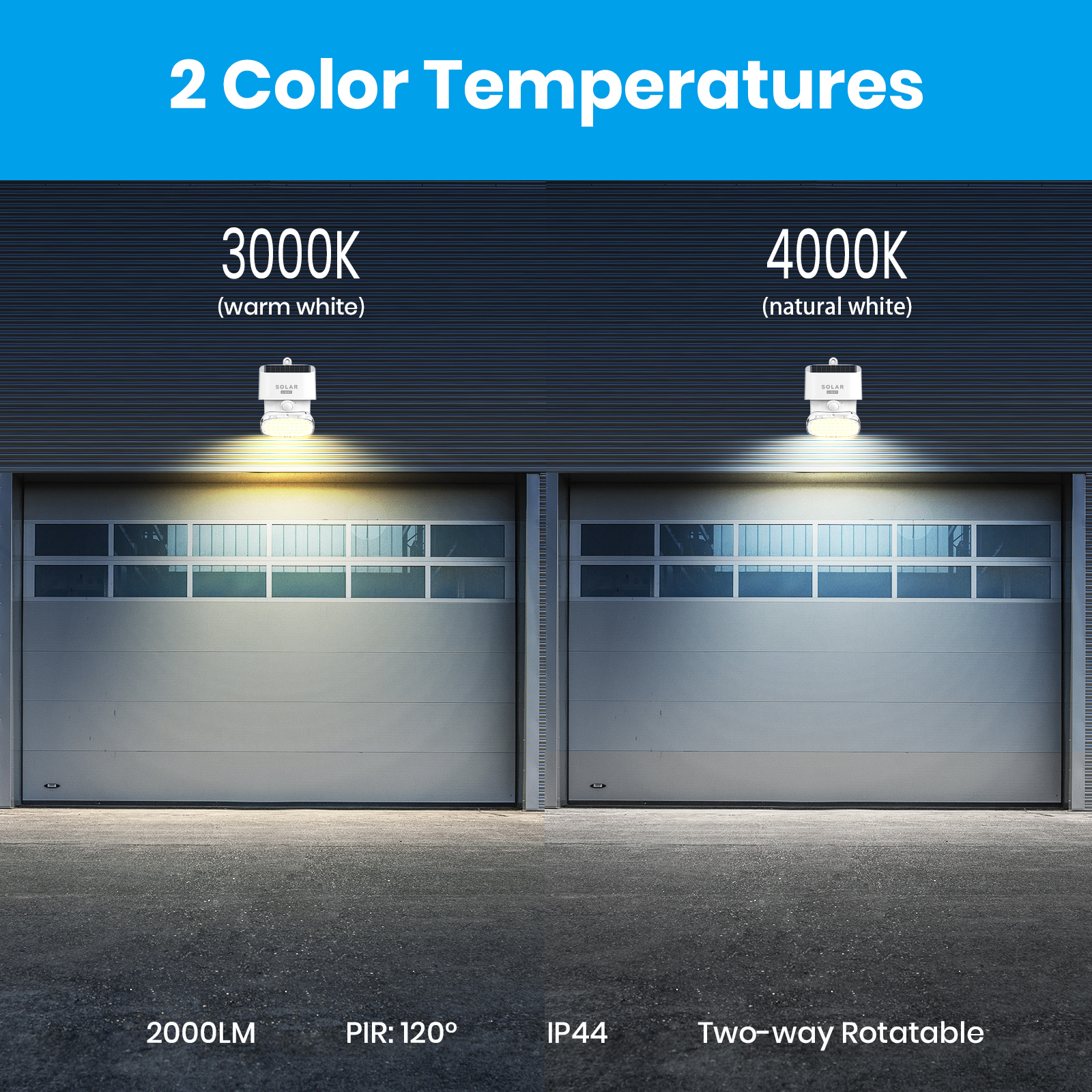 Solar Wall Light Motion Outdoor 2000Lm 3000K/4000K