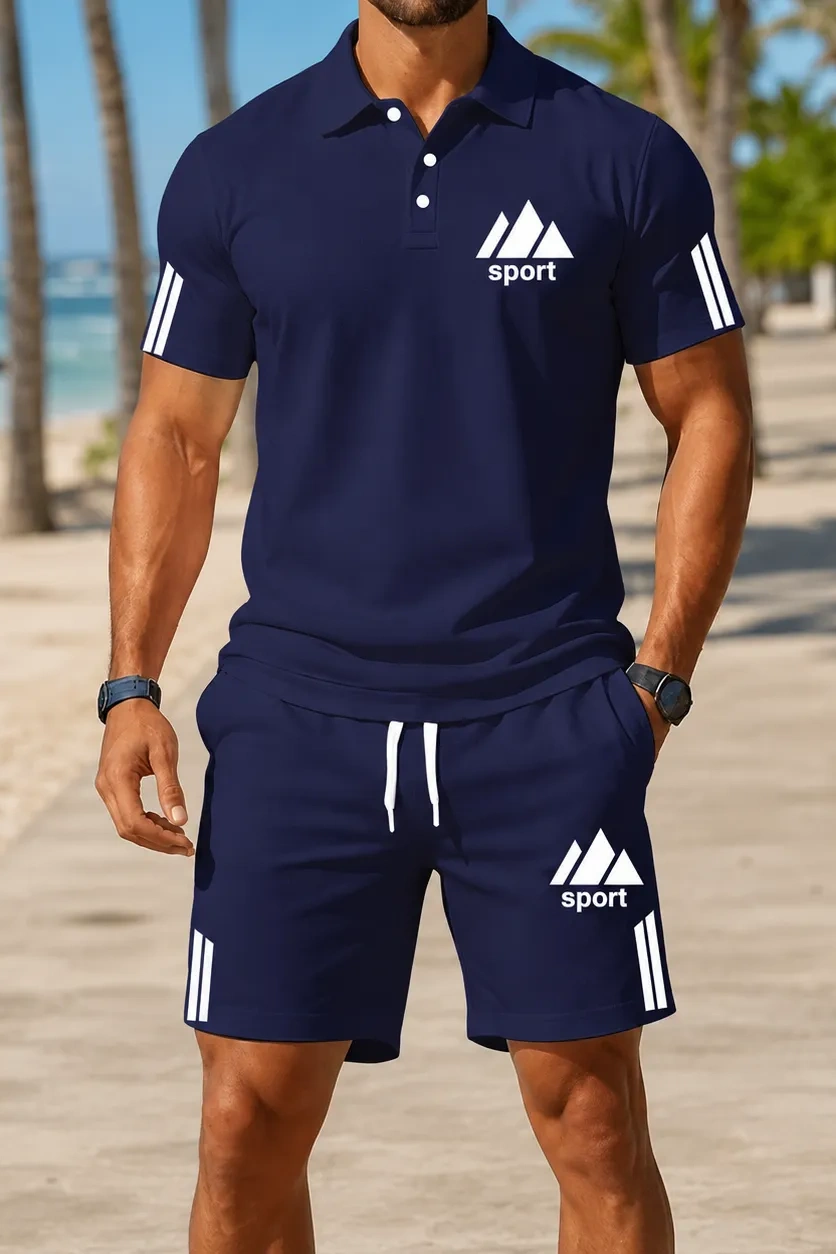 Cole Hampton Men's Polo Shirt & Shorts Set, Summer Casual