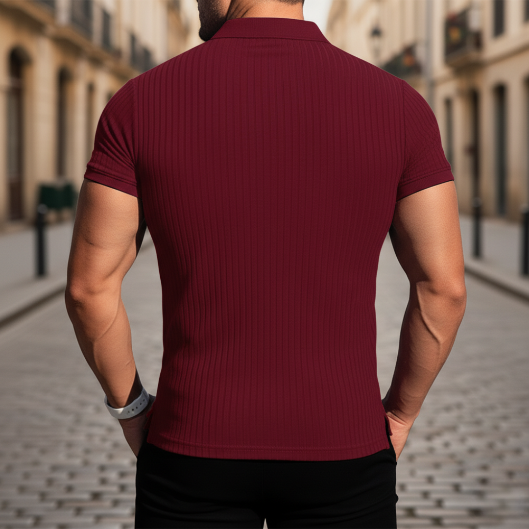 Polo de manga corta acanalado para hombre