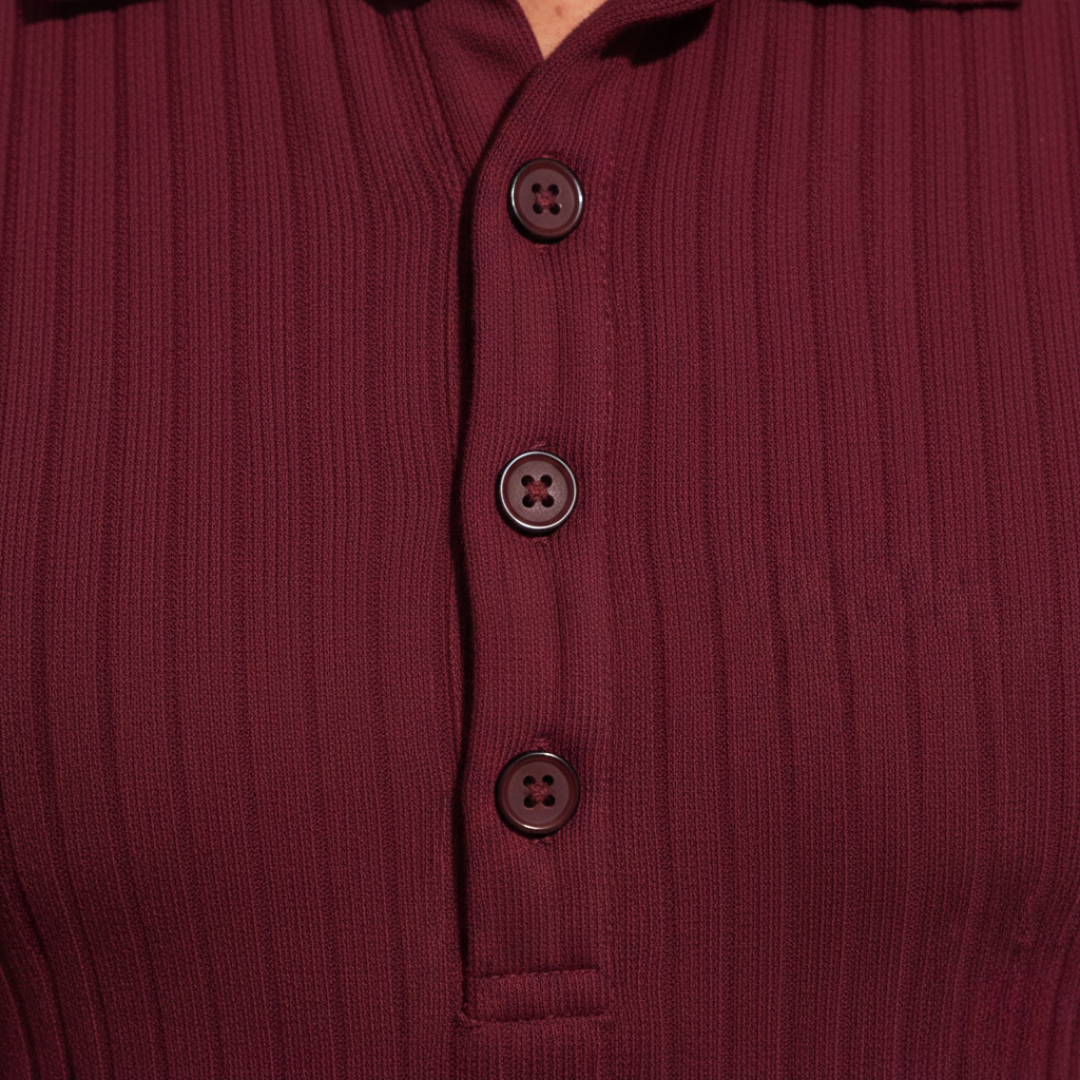 Polo de manga corta acanalado para hombre