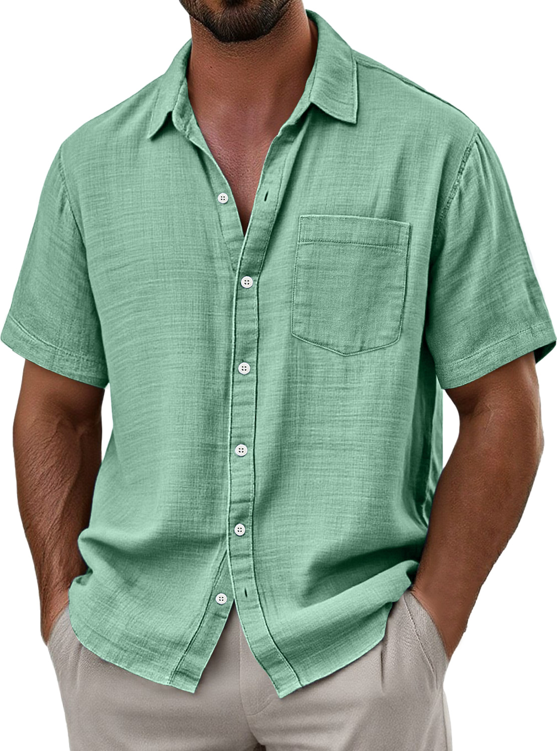 Men's Breathable Linen Casual Short Sleeve Shirt