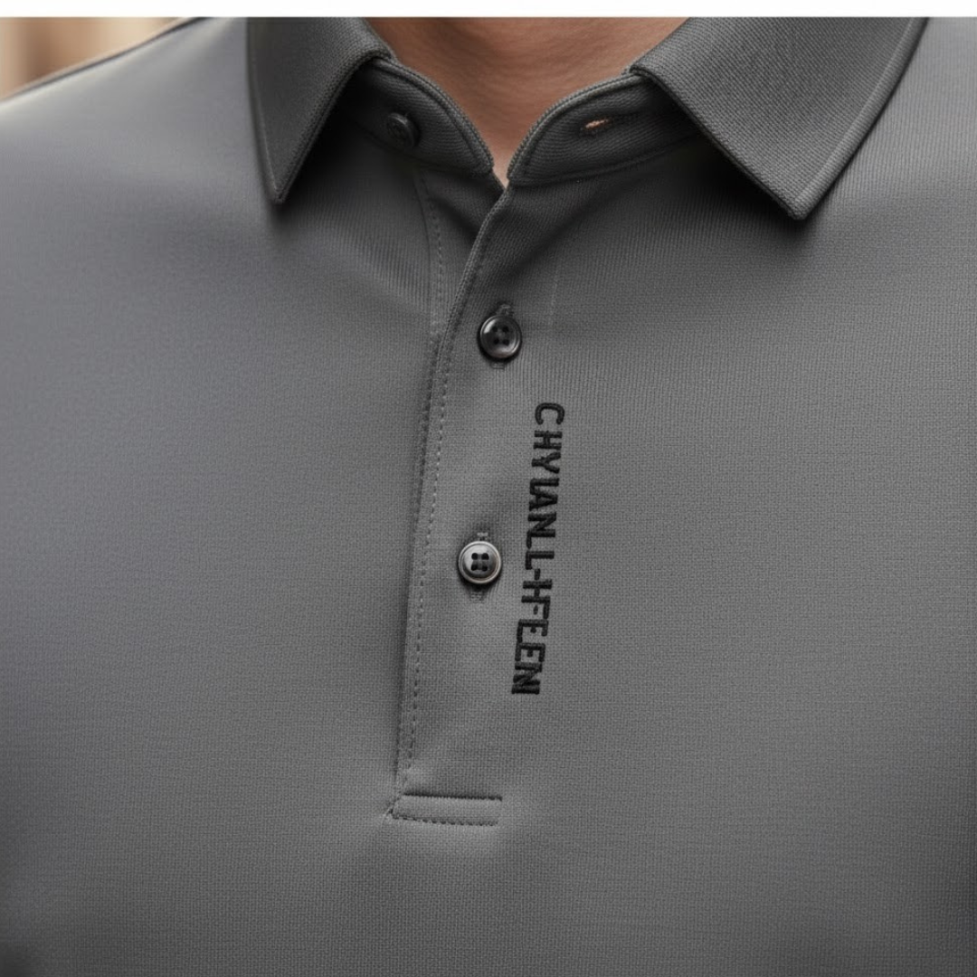 Camisa Polo de Manga Larga Casual de Negocios para Hombre Color Sólido