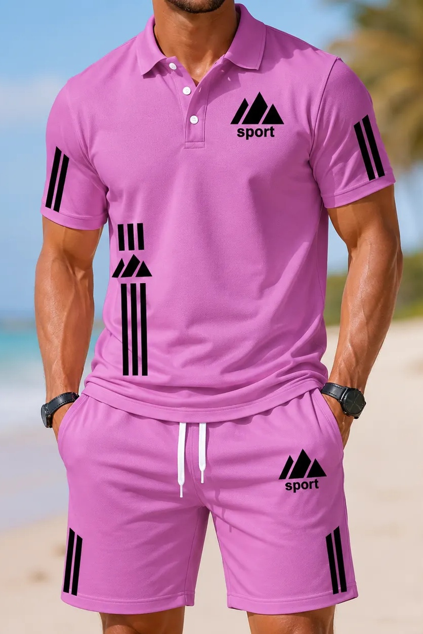 Cole Hampton Men's Polo Shirt & Shorts Set, Summer Casual