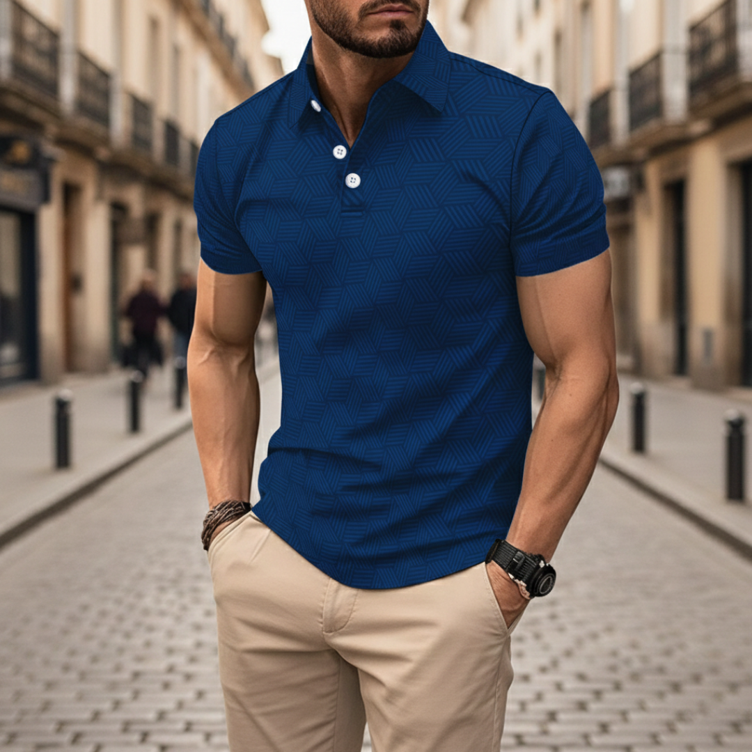 Poloshirt aus Strick mit geometrischem Muster für Herren