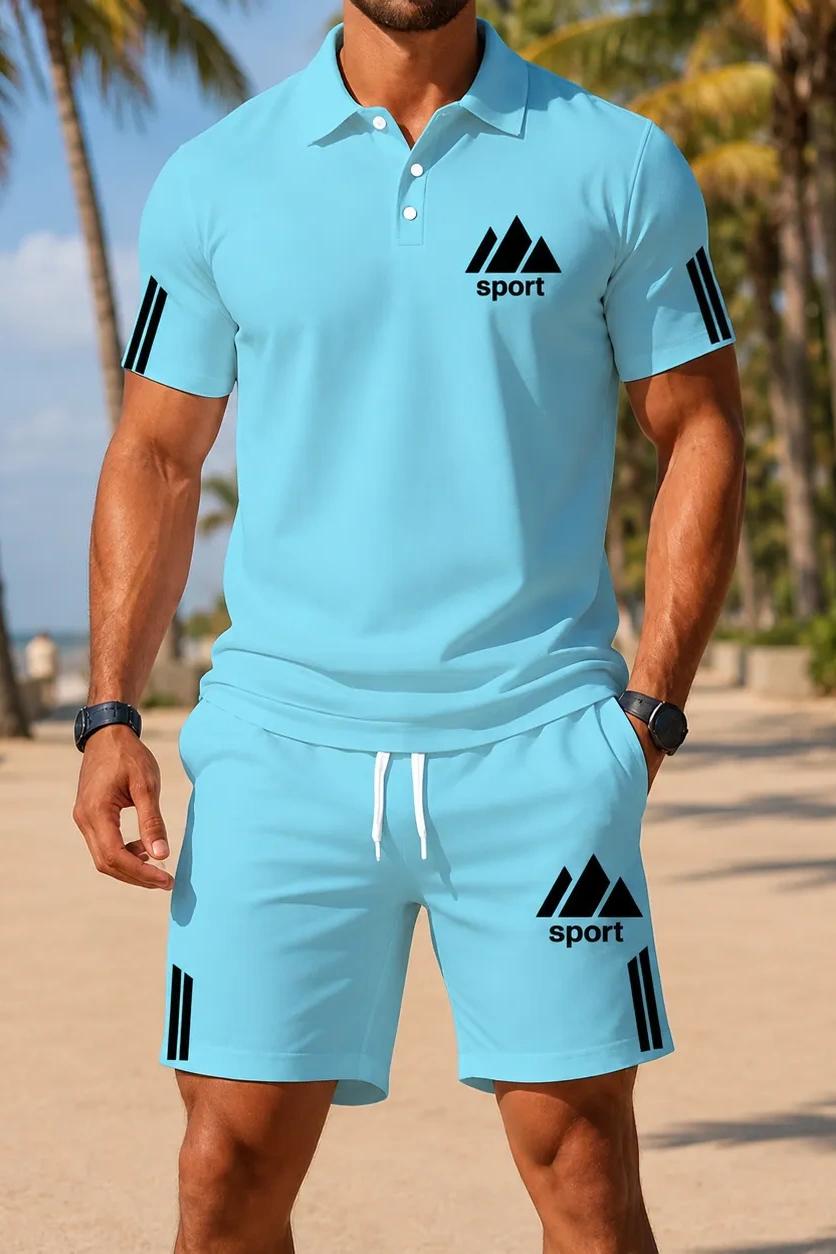 Cole Hampton Men's Polo Shirt & Shorts Set, Summer Casual