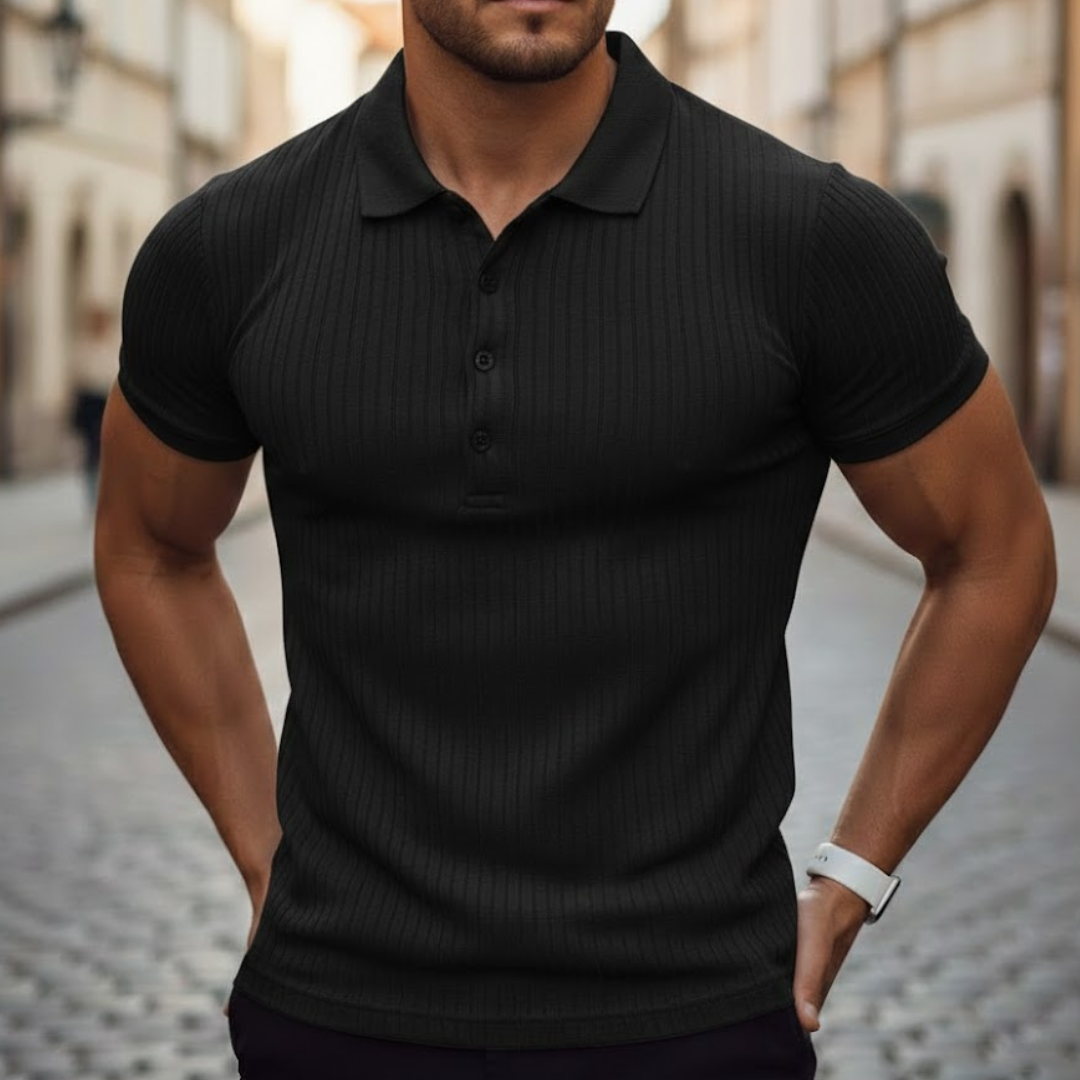 Mens Polo Shirt Short Sleeve Knit Slim Fit Polyester