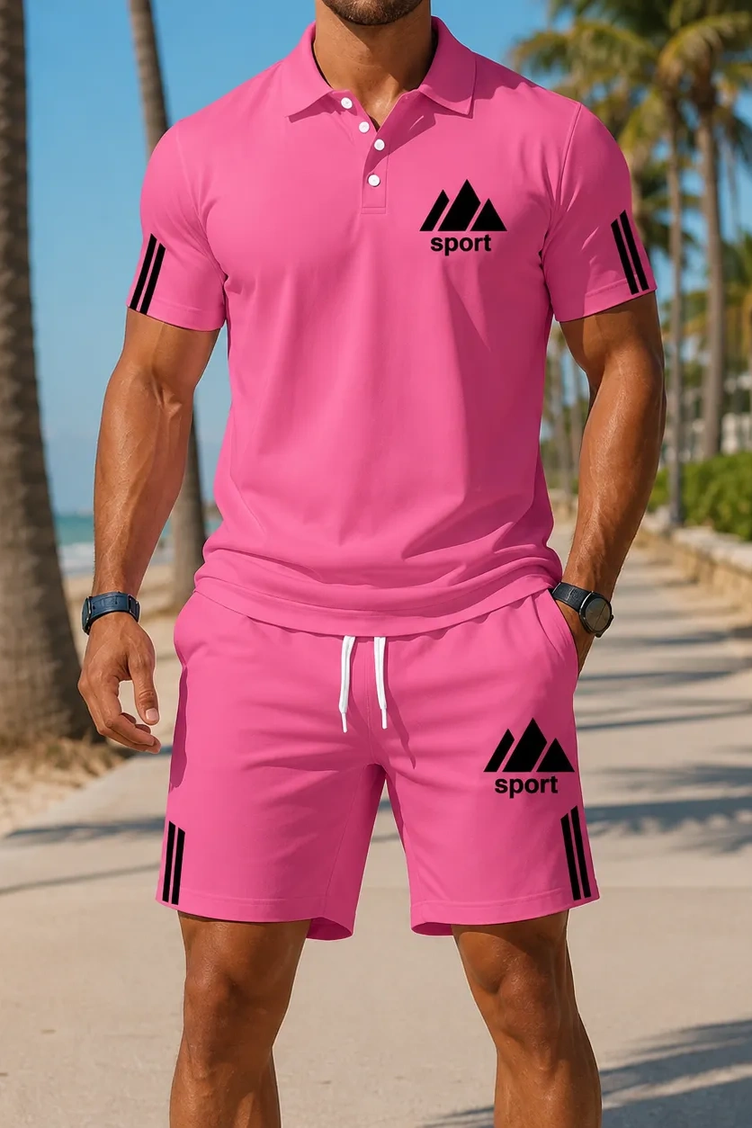 Cole Hampton Men's Polo Shirt & Shorts Set, Summer Casual