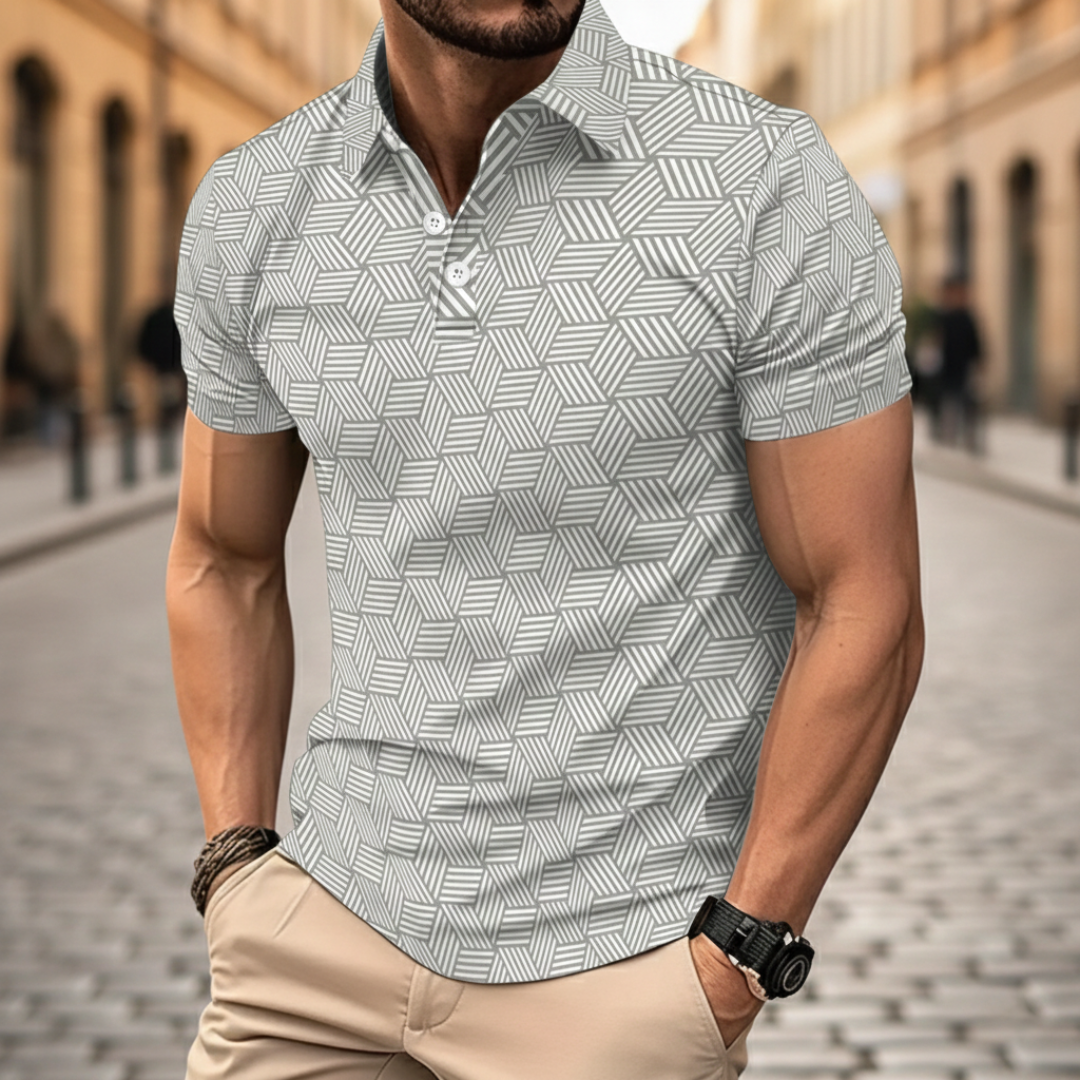 Poloshirt aus Strick mit geometrischem Muster für Herren