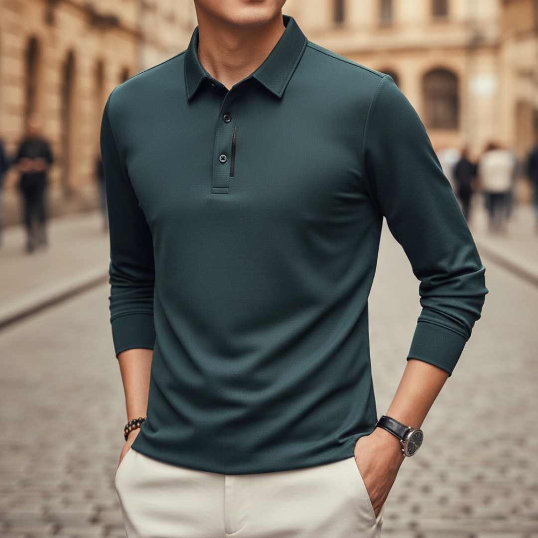 Polo de manga larga de alto rendimiento para hombre