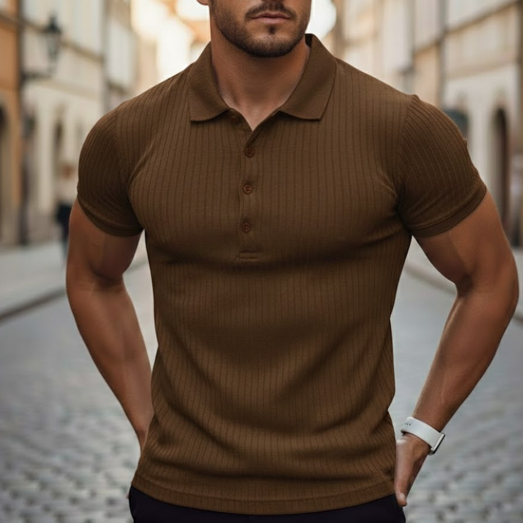 Mens Polo Shirt Short Sleeve Knit Slim Fit Polyester