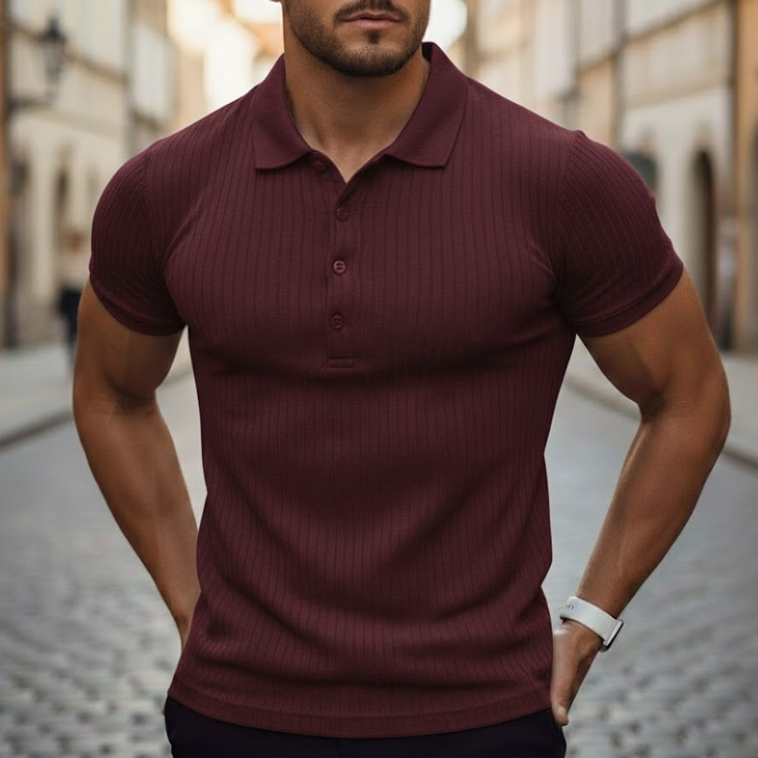 Mens Polo Shirt Short Sleeve Knit Slim Fit Polyester