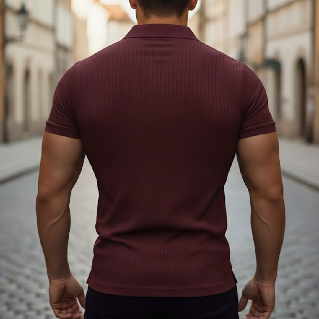 Mens Polo Shirt Short Sleeve Knit Slim Fit Polyester